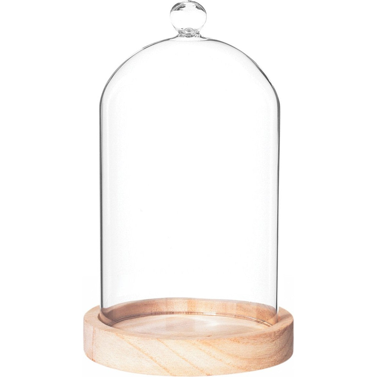 Atmosphera glazen stolp op houten plateau, D12 x H19 cm