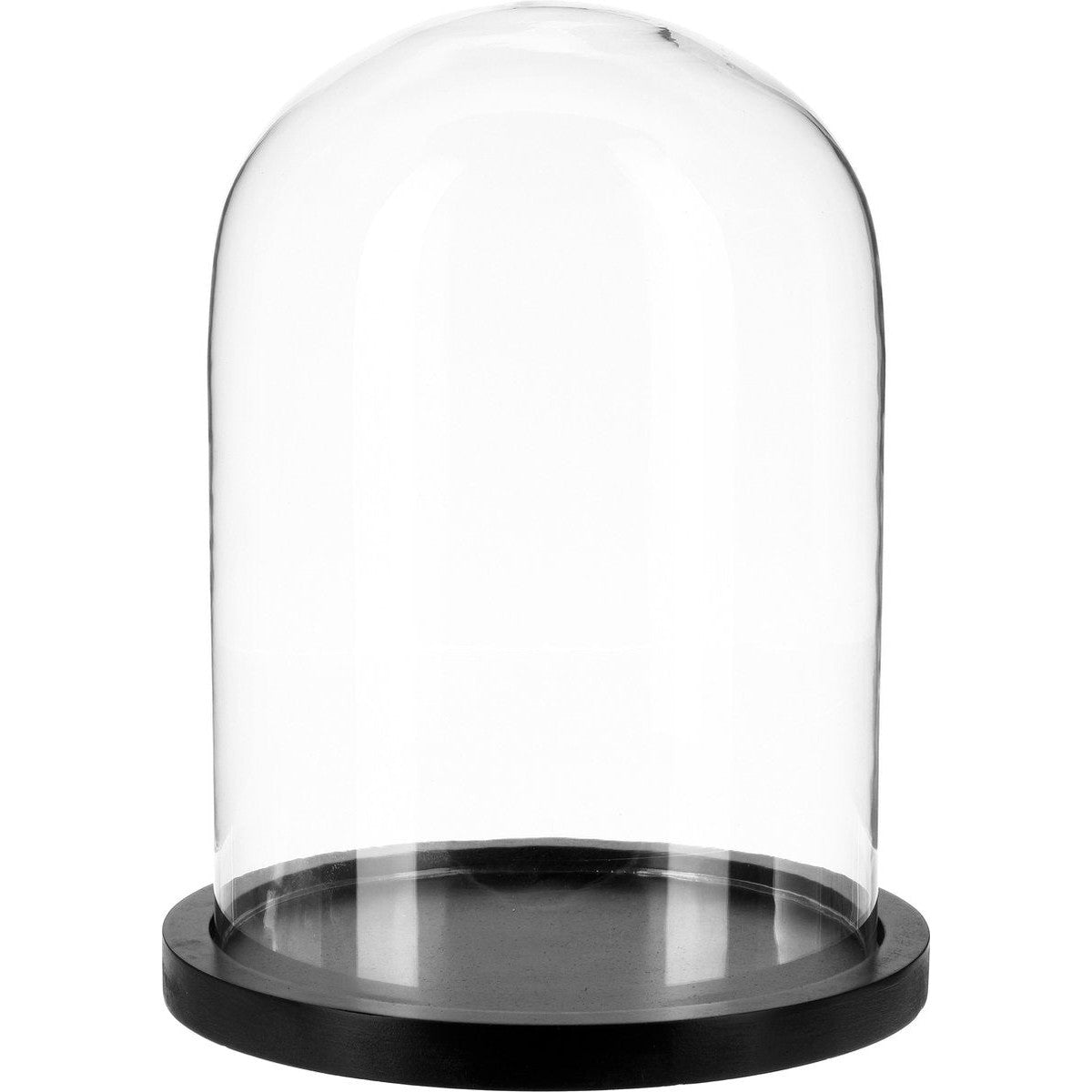 Atmosphera glazen stolp op houten plateau, zwart, Ø 23 x 29 cm