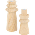 Atmosphera houten kandelaars, beige, set van 2, Ø 11 x 24 cm