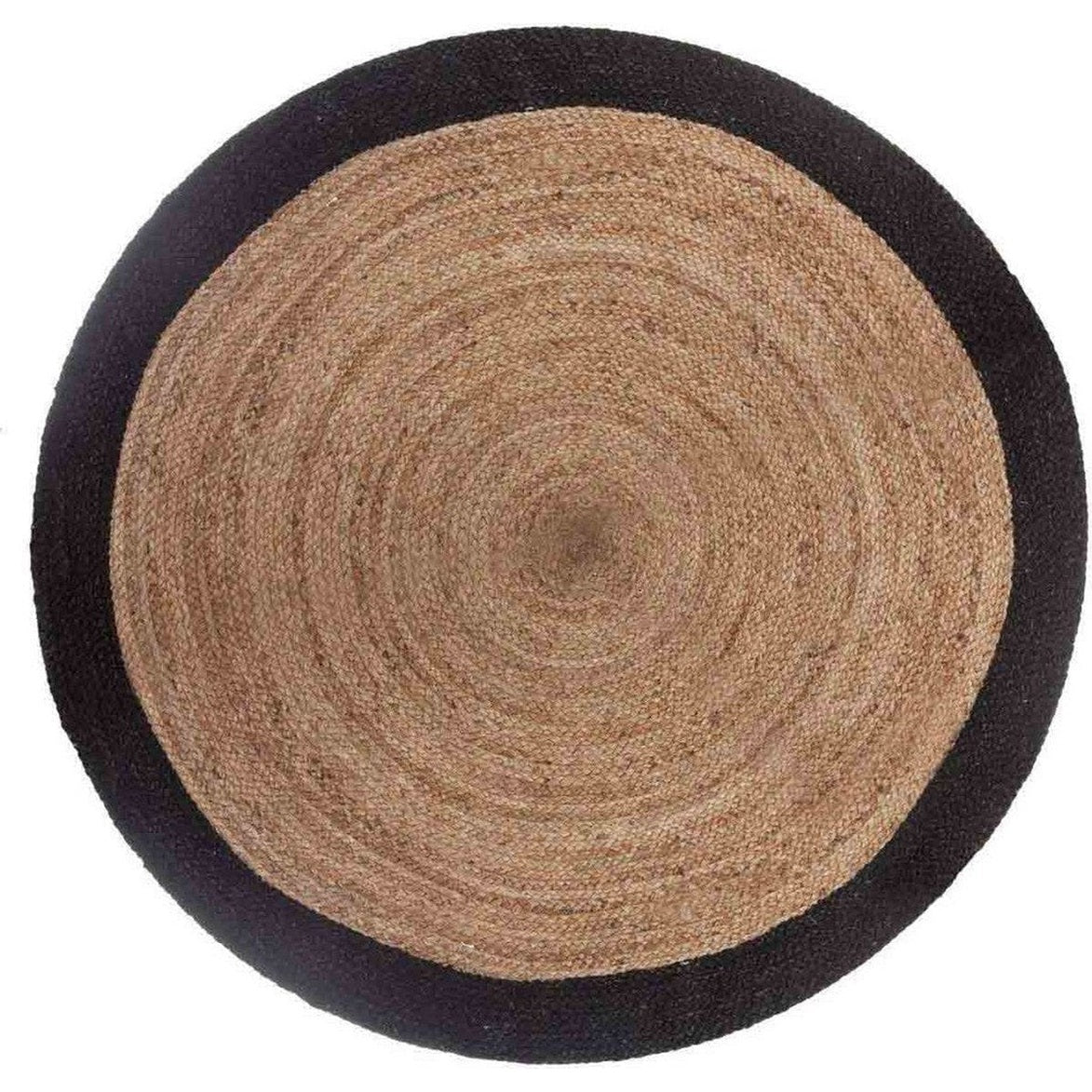 Atmosphera rond jute vloerkleed, naturel met zwarte rand, 120 cm