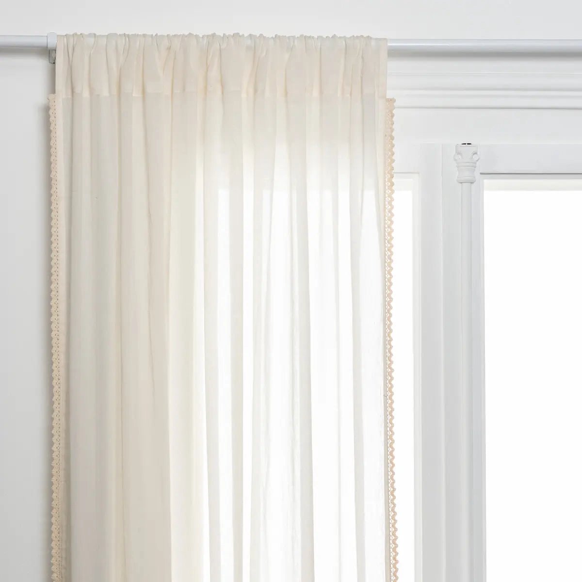 Atmosphera kanten gordijn met ringen, wit, 140 x 240 cm