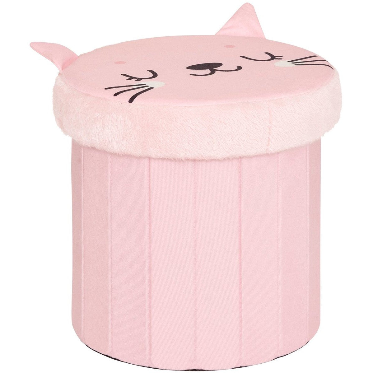 Atmosphera Kat opvouwbare poef met opberger, 30 x 38 cm, roze