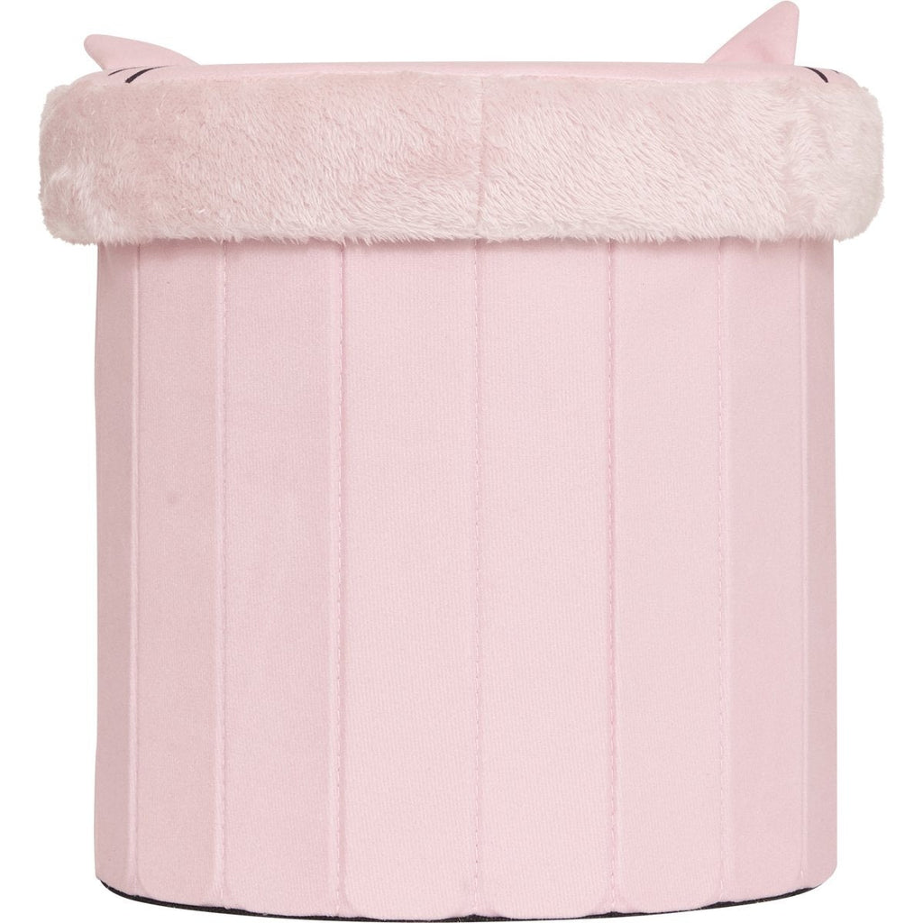 Atmosphera Kat opvouwbare poef met opberger, 30 x 38 cm, roze (3)