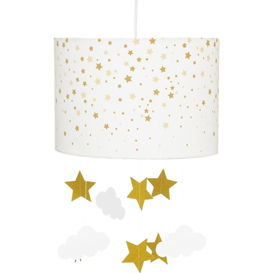 Atmosphera Kids hanglamp met sterren en wolkjes, wit en goud, E27