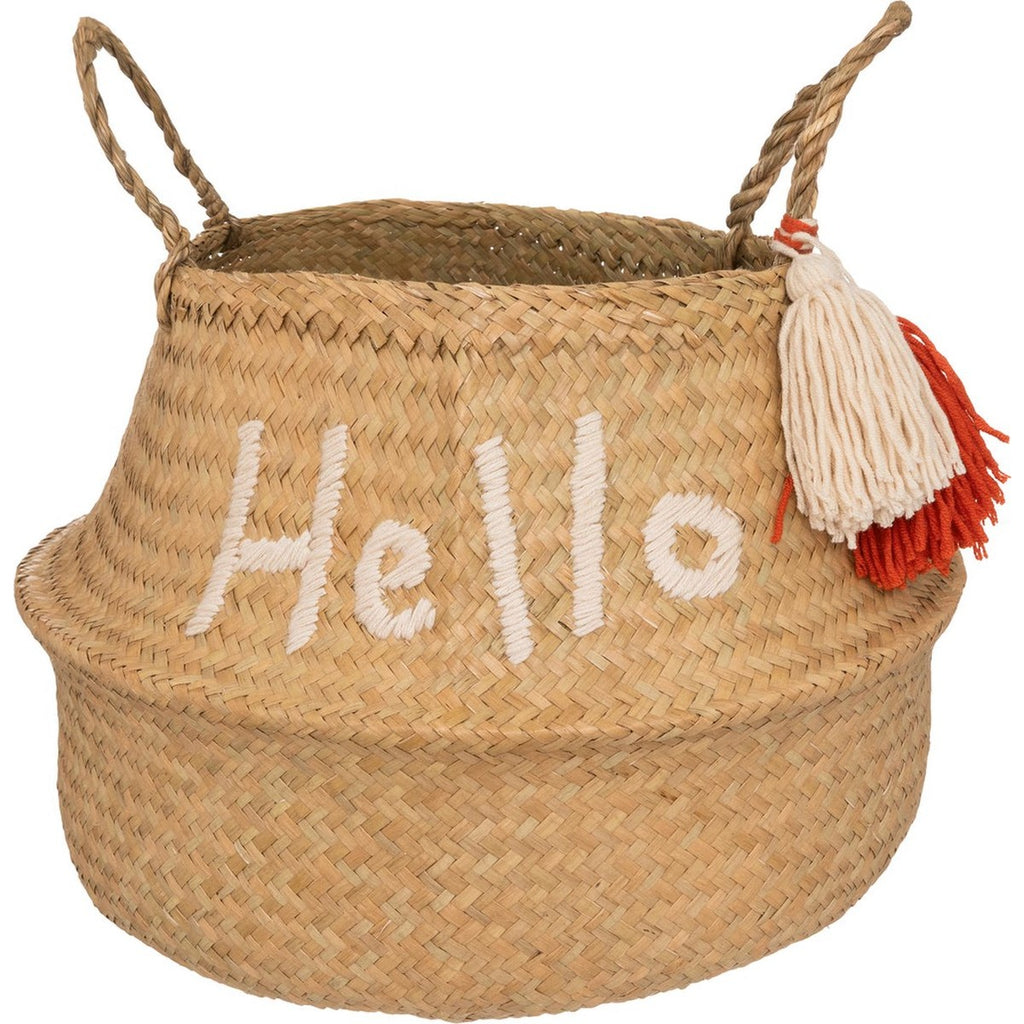 Atmosphera Kids opbergmand Hello van riet, beige, Ø 35 x 30 cm