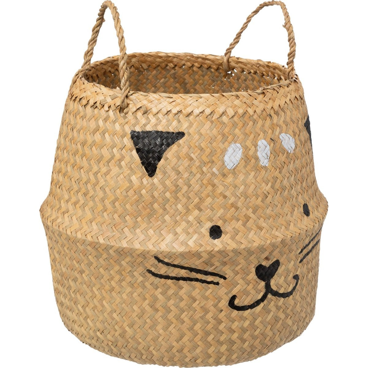 Atmosphera Kids opbergmand kat van riet, beige, Ø 37 cm