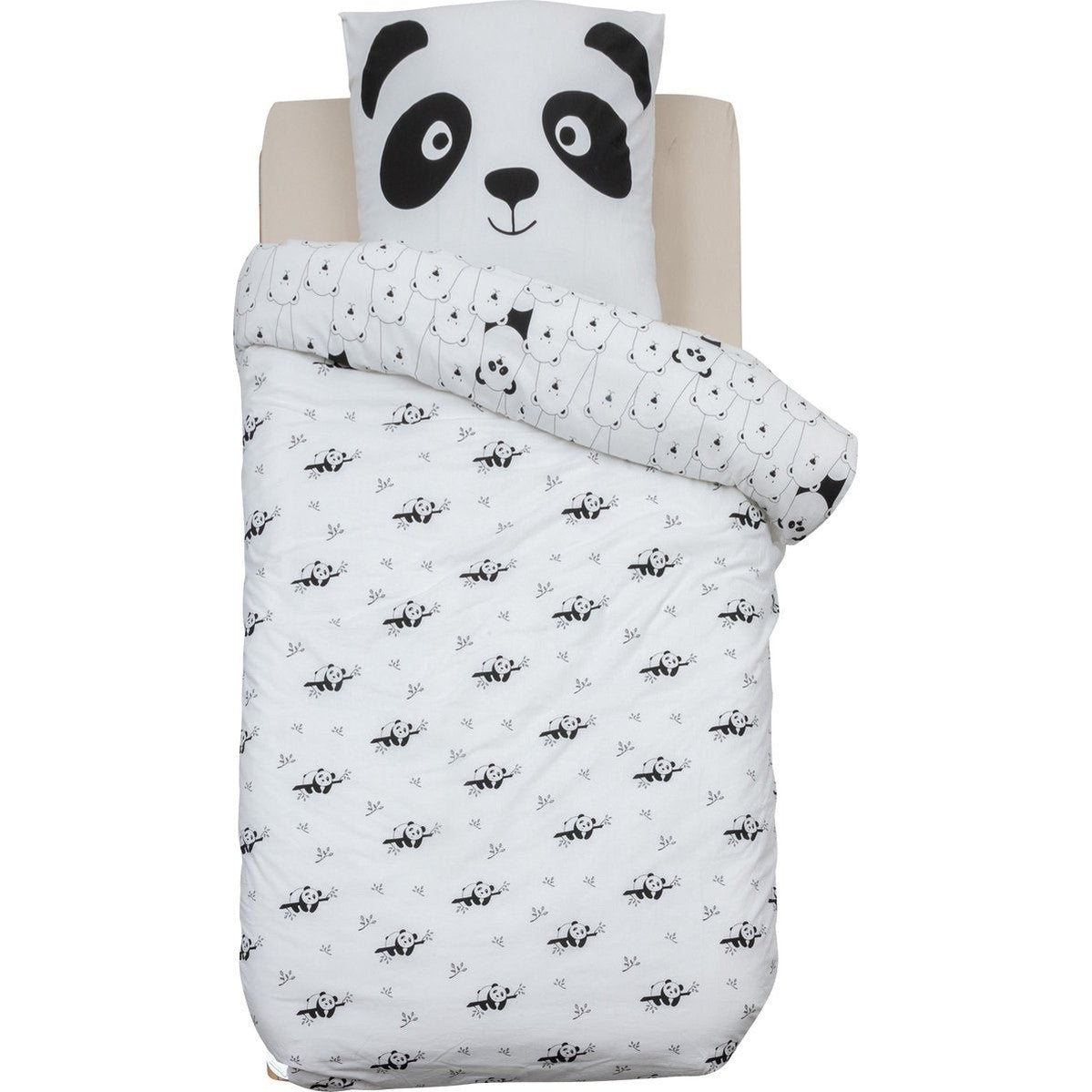 Atmosphera Kids dekbedovertrek Panda, zwart/wit, 140 x 200 cm