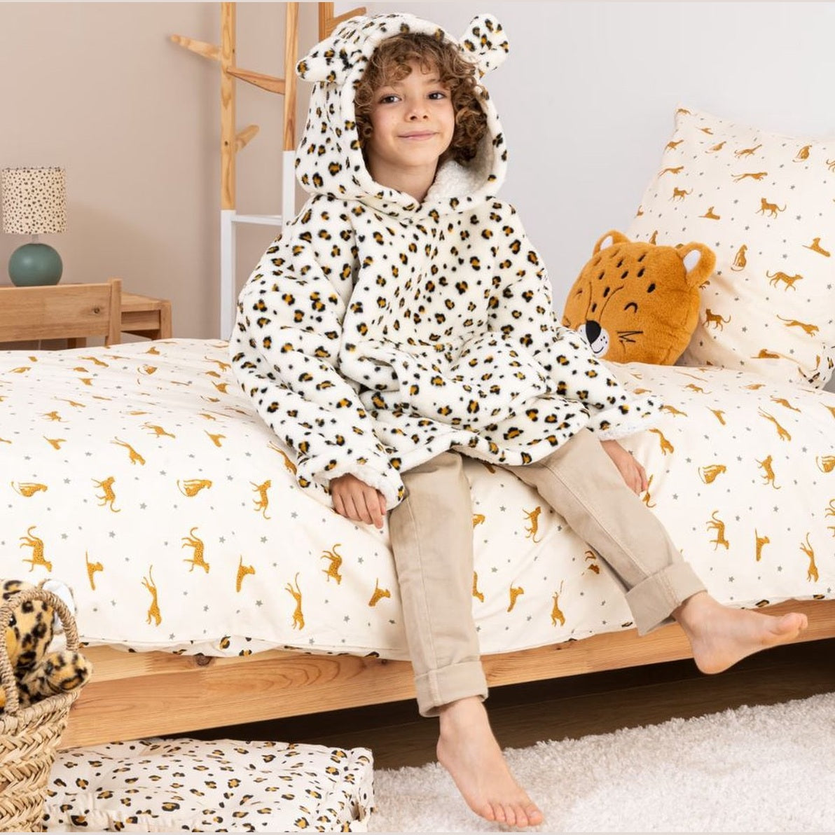 Atmosphera Kids plaidtrui luipaard, fleece, 3 tot 10 jaar