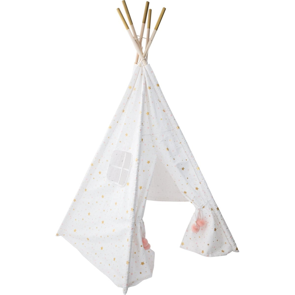 Atmosphera Kids tipitent, wit met gouden en roze sterren, 160 cm