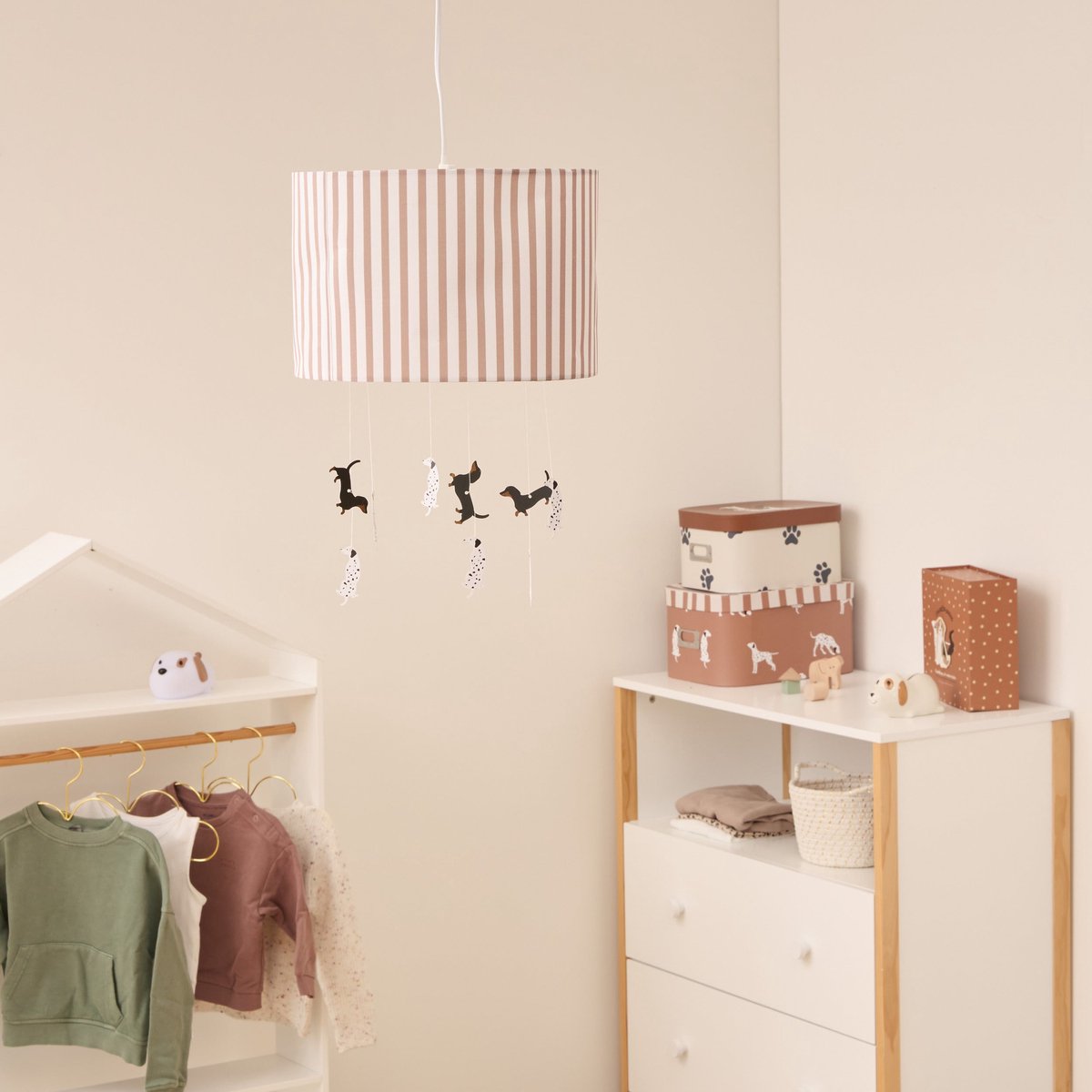 Atmosphera Kids kinderlamp/Hanglamp Woef - Ø29xH40cm - Bruin/Wit - MODESTNOVA