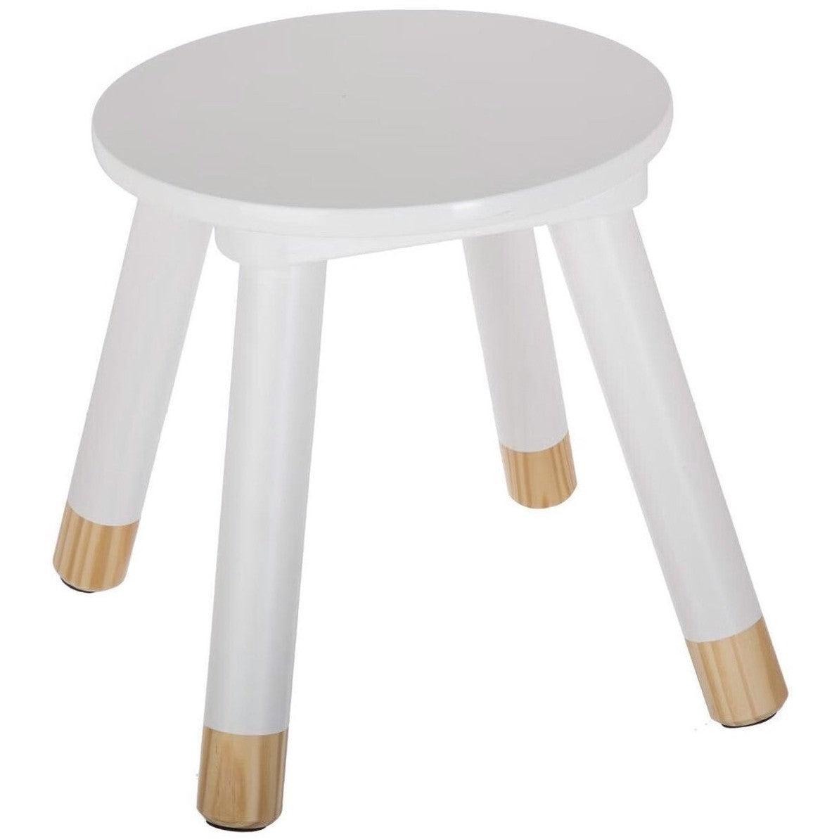 Atmosphera Kinder krukje - 2x - ivoor wit - hout - D24 x H27 cm - bijzet stoeltjes/krukken - MODESTNOVA