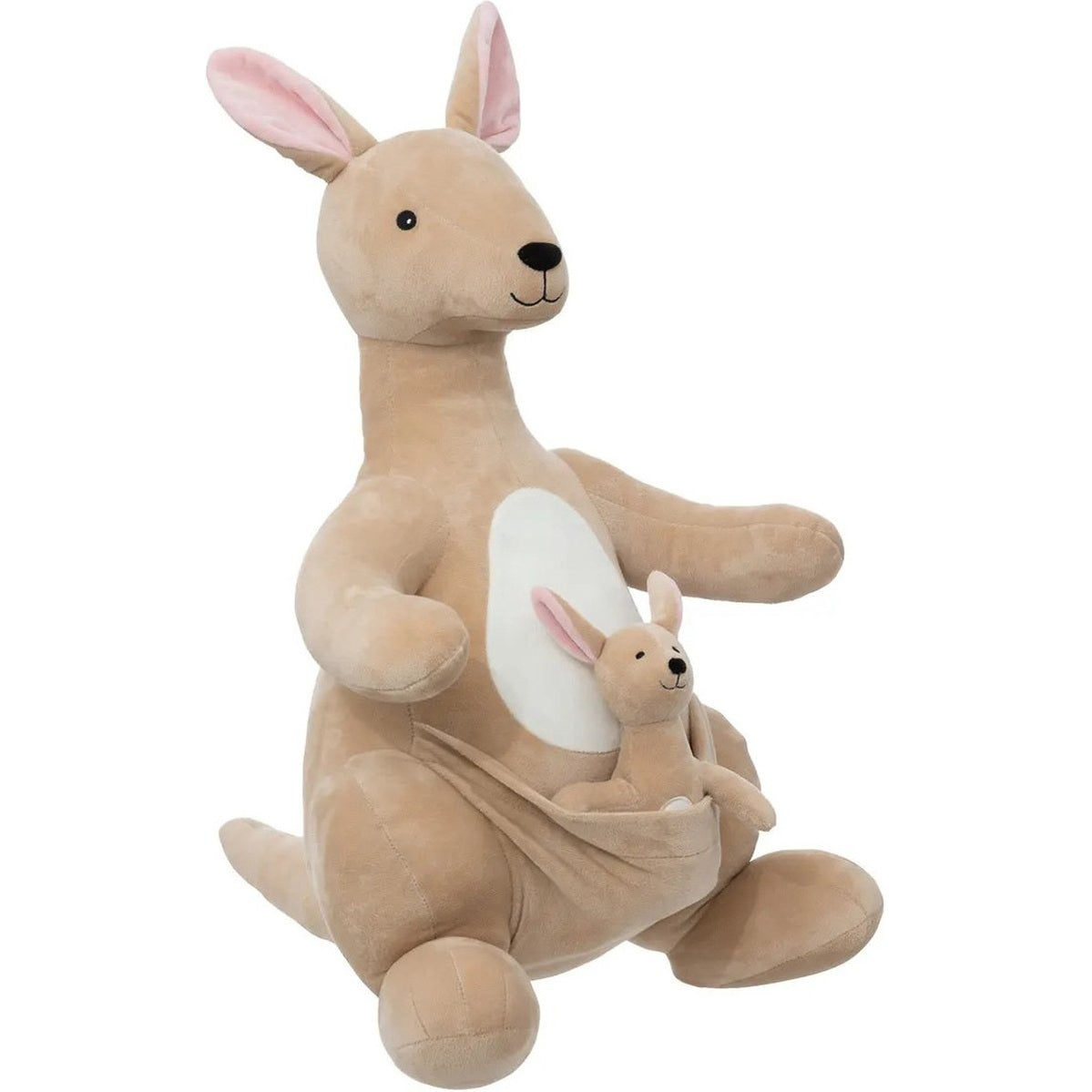 Atmosphera kangoeroe knuffel Billy met baby, pluche, beige, 63 cm