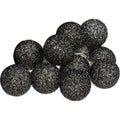 Atmosphera ledslinger met 10 zwarte glitterbollen, 1,5 m
