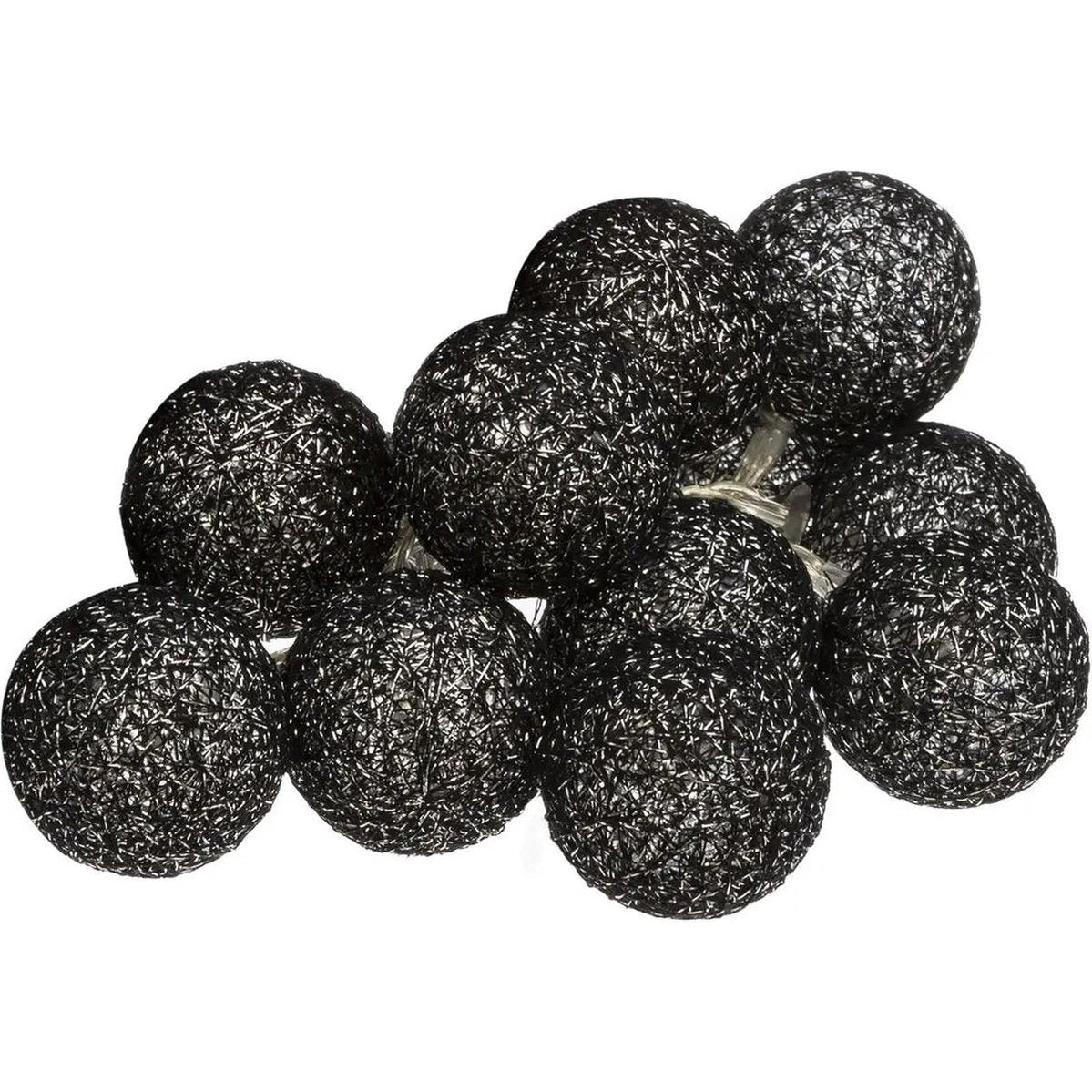 Atmosphera ledslinger met 10 zwarte glitterbollen, 1,5 m