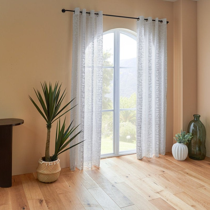 Atmosphera Lazi transparant gordijn met motief, wit, 140 x 240 cm