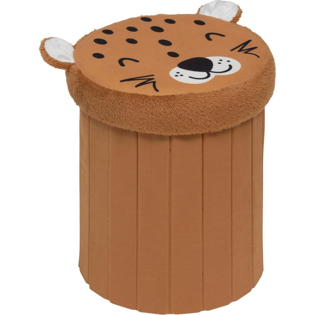 Atmosphera opvouwbare poef luipaard, Ø 30 cm, bruin