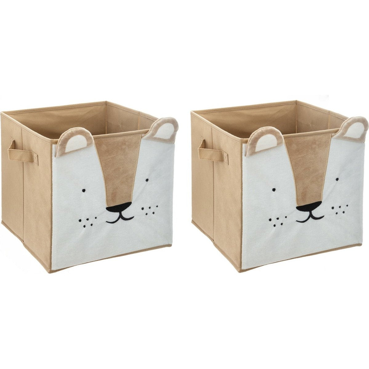Atmosphera Kids opbergmanden leeuw, bruin, 30 x 30 cm, set van 2