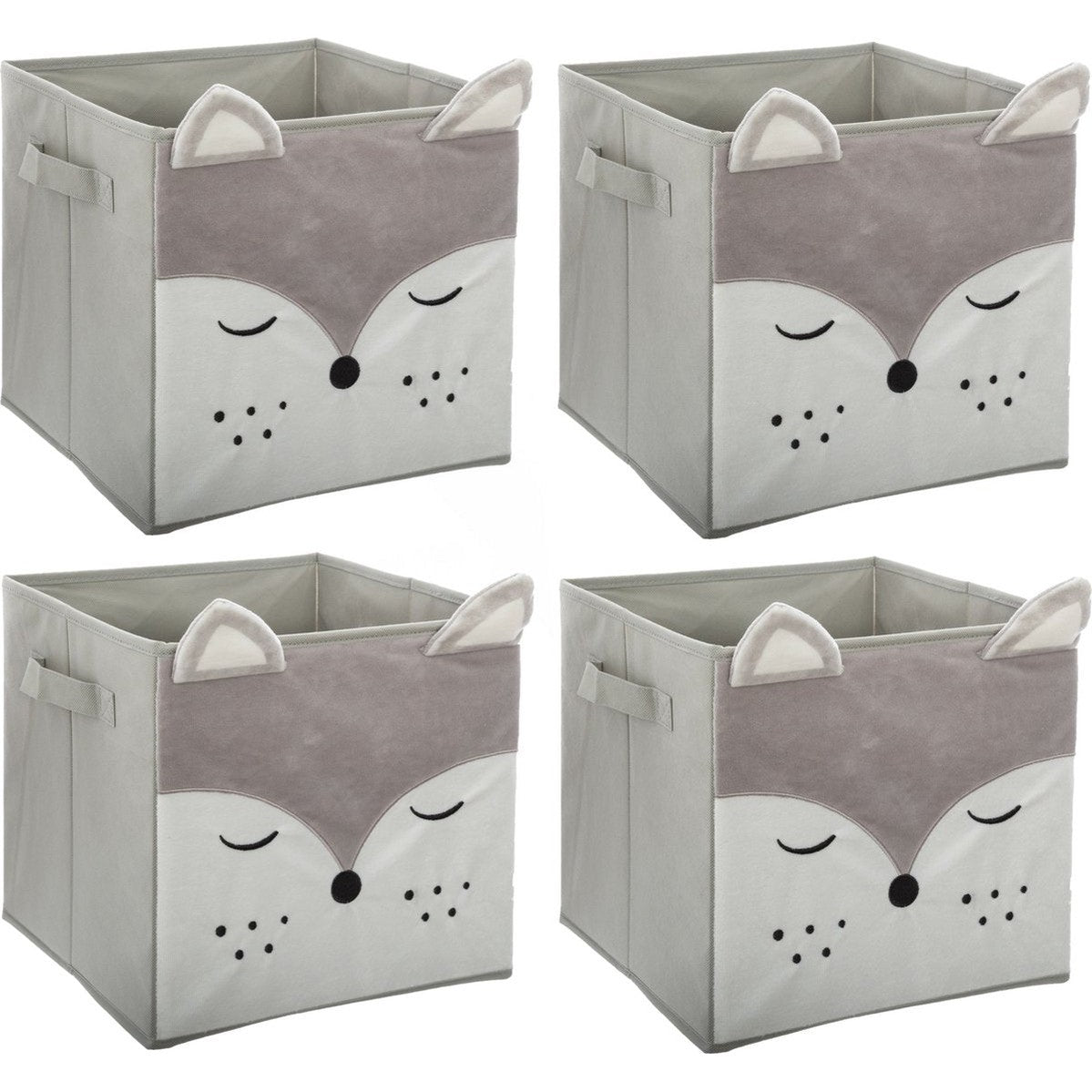 Atmosphera opbergmanden vos voor kinderen, 30 cm, set van 4