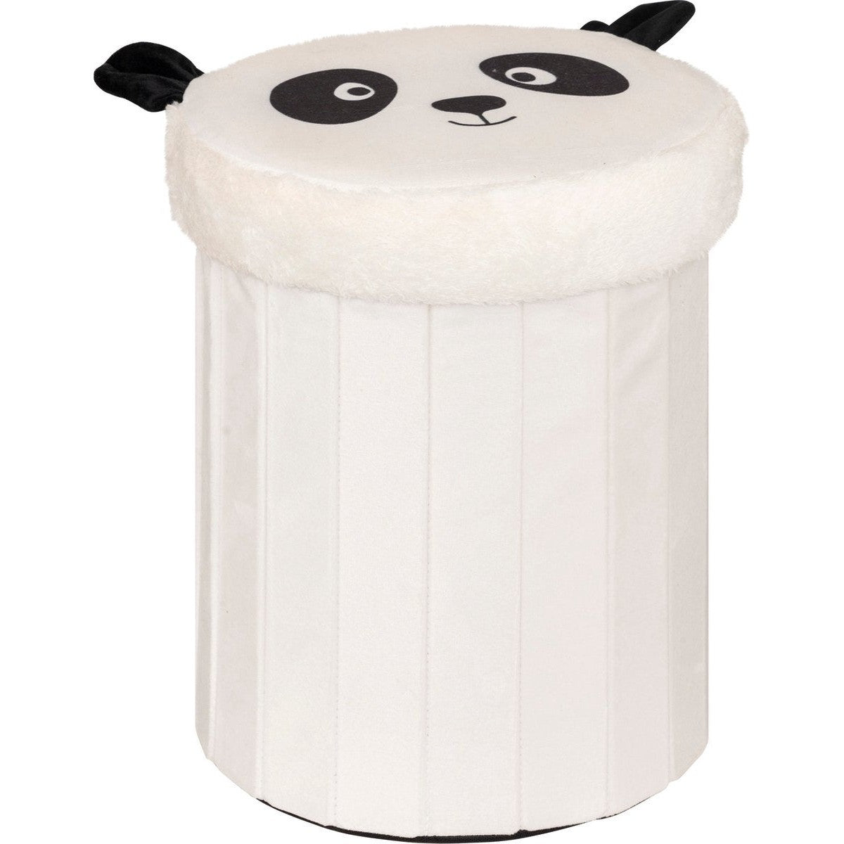 Atmosphera opvouwbare poef Panda, zwart en wit, Ø 30 x H 38 cm