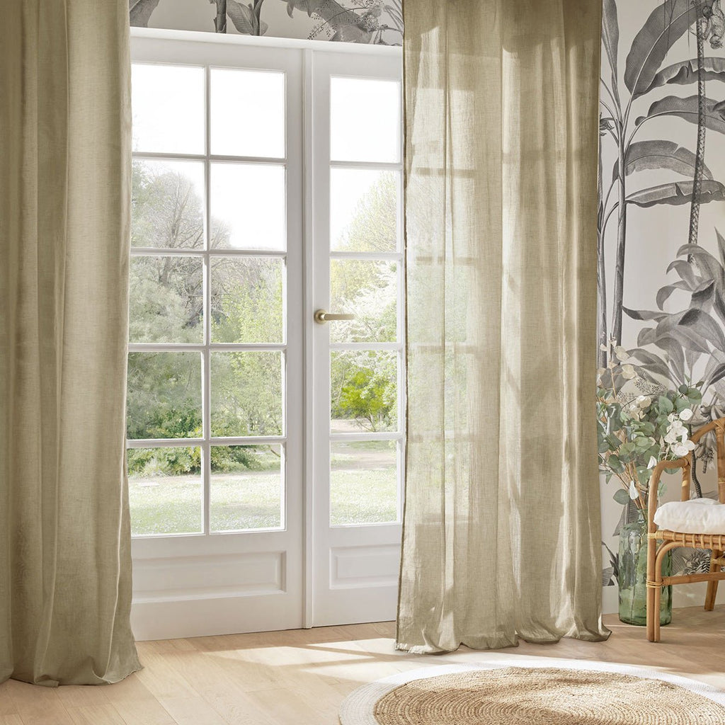 Atmosphera Paxta katoenen gordijn met ringen, beige, 130 x 240 cm