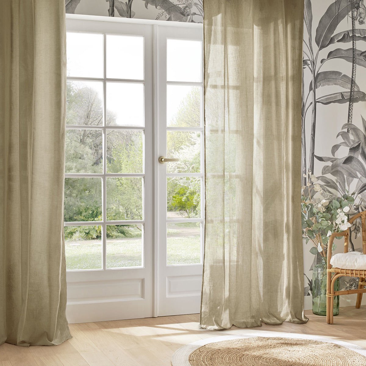Atmosphera Paxta katoenen gordijn met ringen, beige, 130 x 240 cm