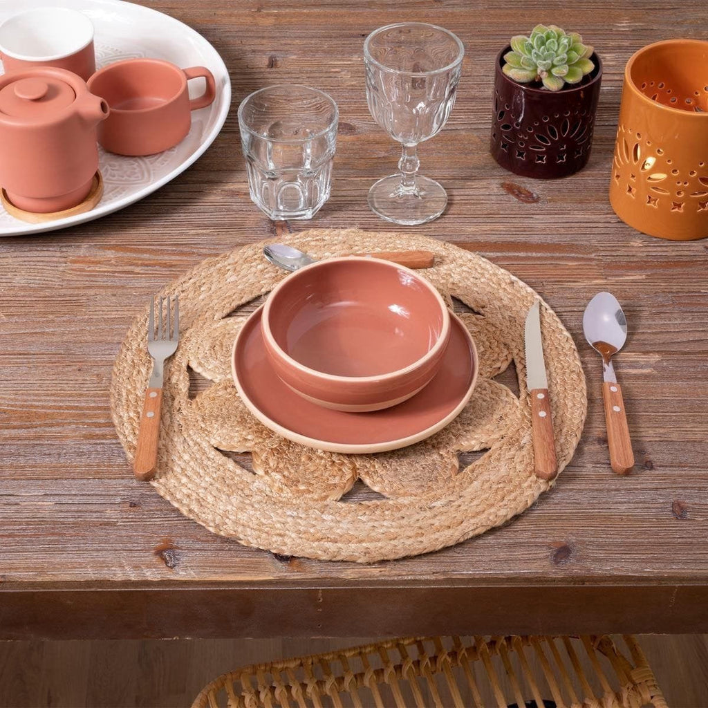 Atmosphera jute placemats set van 4, 38 cm, beige (2)
