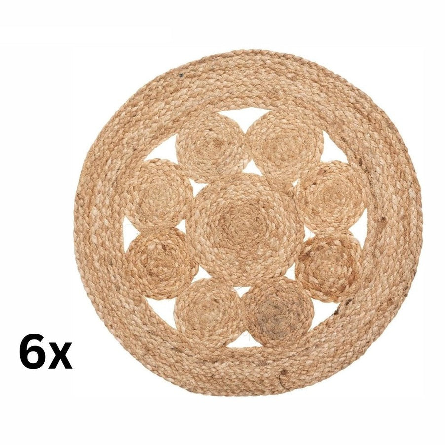Atmosphera jute placemats set van 6, 38 cm, beige (4)