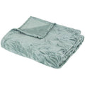 Atmosphera fleece plaid met palmbladpatroon, blauw, 180 x 230 cm