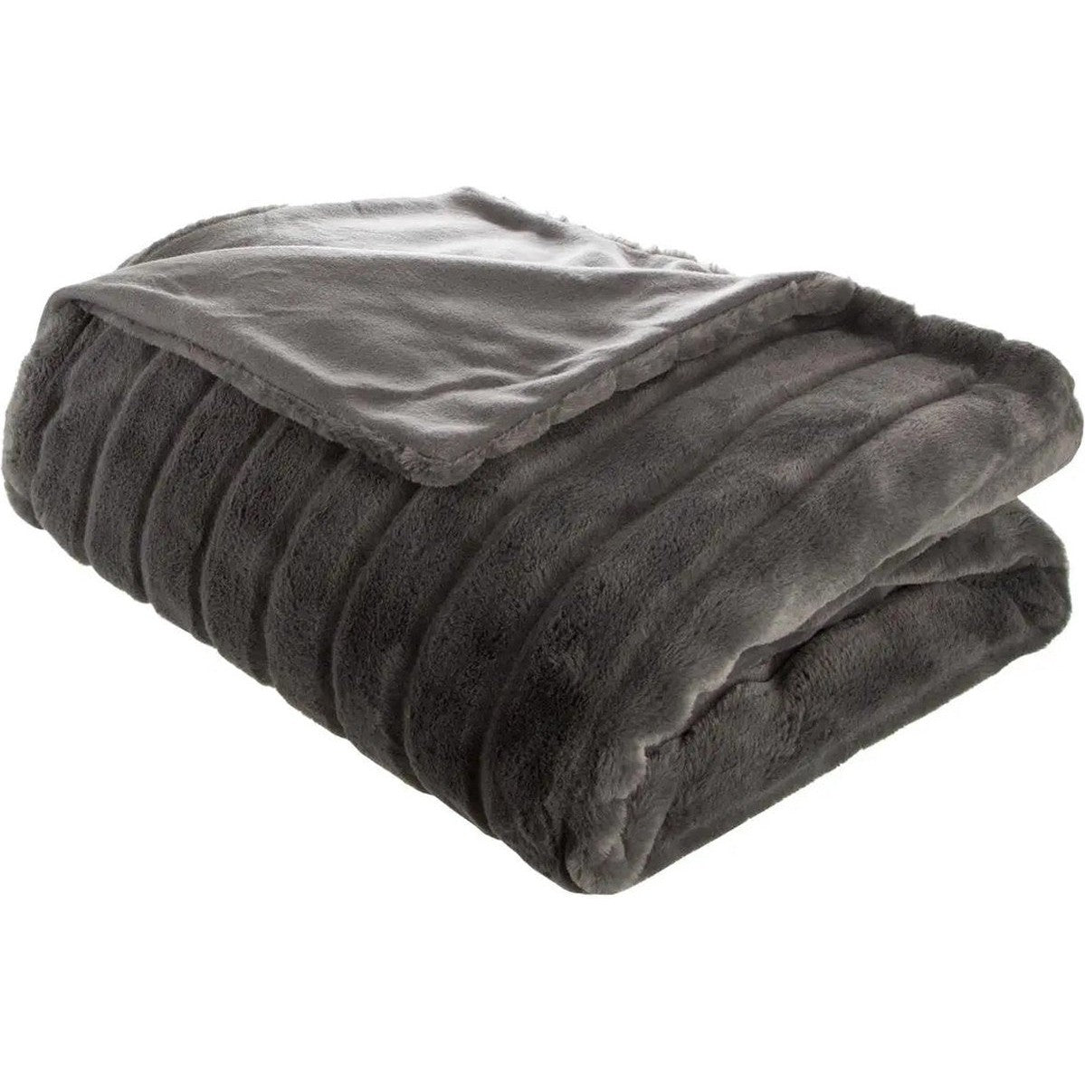 Atmosphera Plaid/deken Manoir - donkergrijs - 180 x 230 cm - polyester - sprei