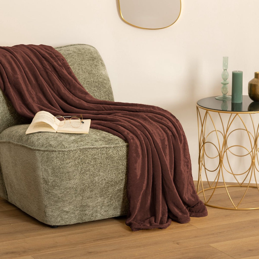 Atmosphera fleece plaid 180 x 230 cm, bruin (2)