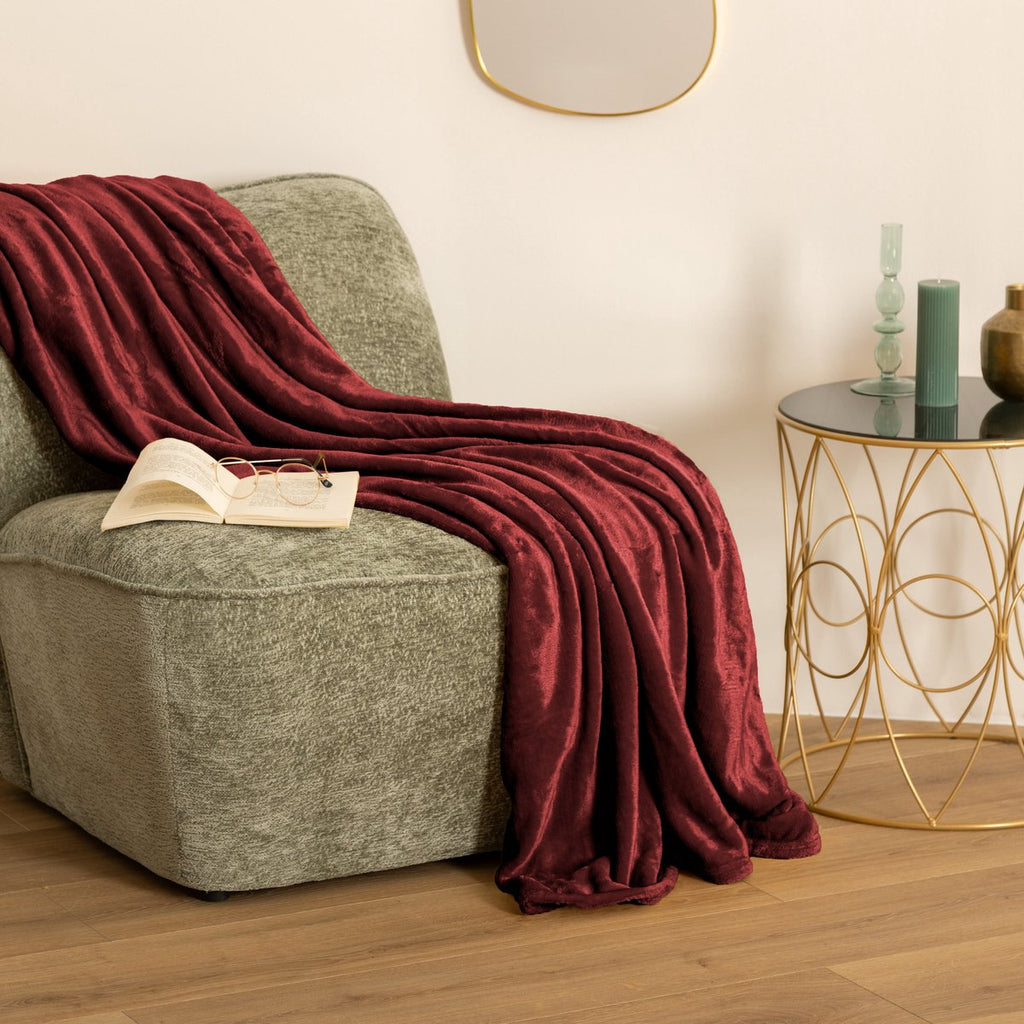 Atmosphera fleece plaid 180 x 230 cm, bordeaux (3)