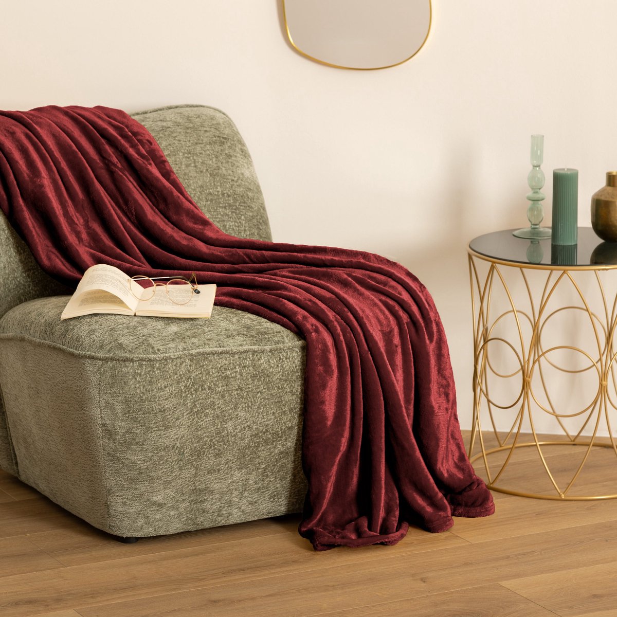 Atmosphera fleece plaid 180 x 230 cm, bordeaux (3)