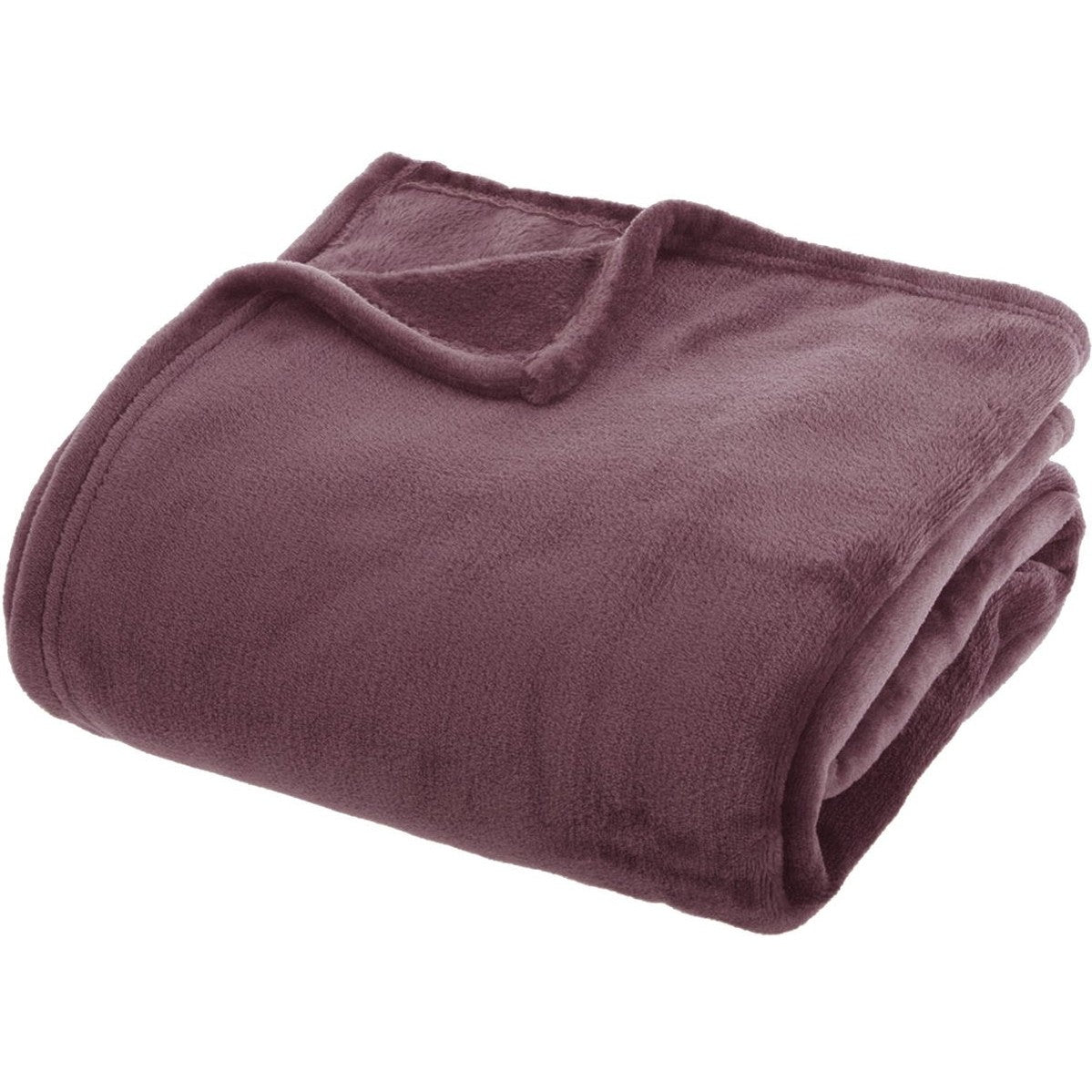 Atmosphera Plaid effen flanel fleece deken - 180x230 cm - Paars
