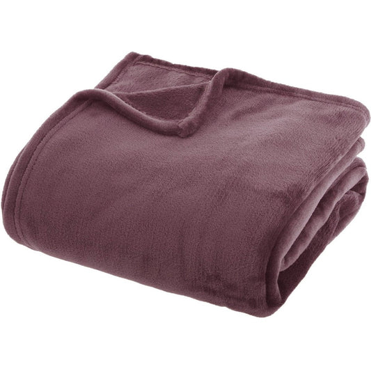 Atmosphera Plaid effen flanel fleece deken - 180x230 cm - Paars