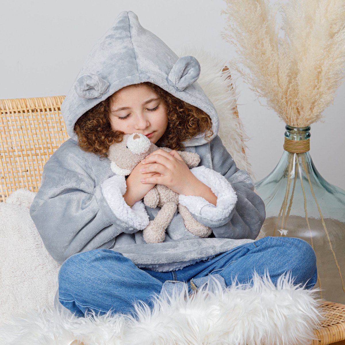 Atmosphera fleece plaidtrui beer voor kinderen van 3 tot 10 jaar