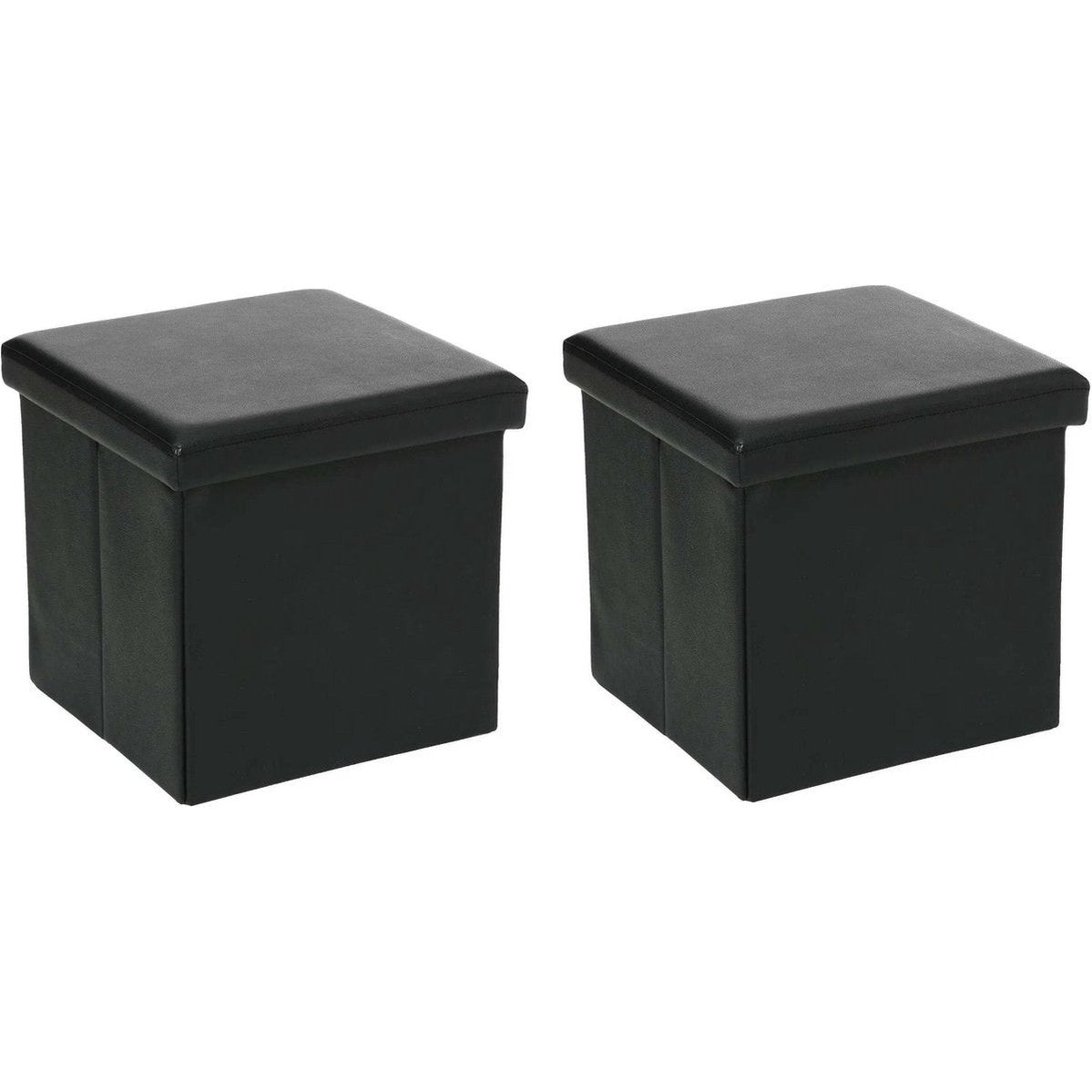 Atmosphera opvouwbare poefs zwart, set van 2, 38 x 38 cm
