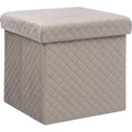 Atmosphera opvouwbare poef fluweel beige met opbergruimte, 31 cm