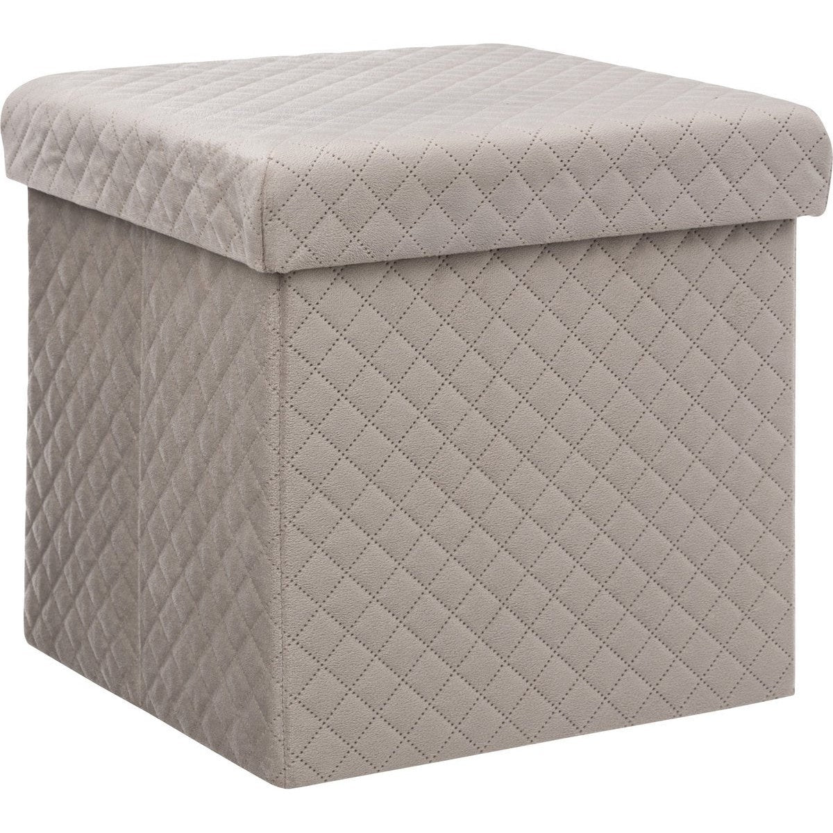 Atmosphera opvouwbare poef fluweel beige met opbergruimte, 31 cm