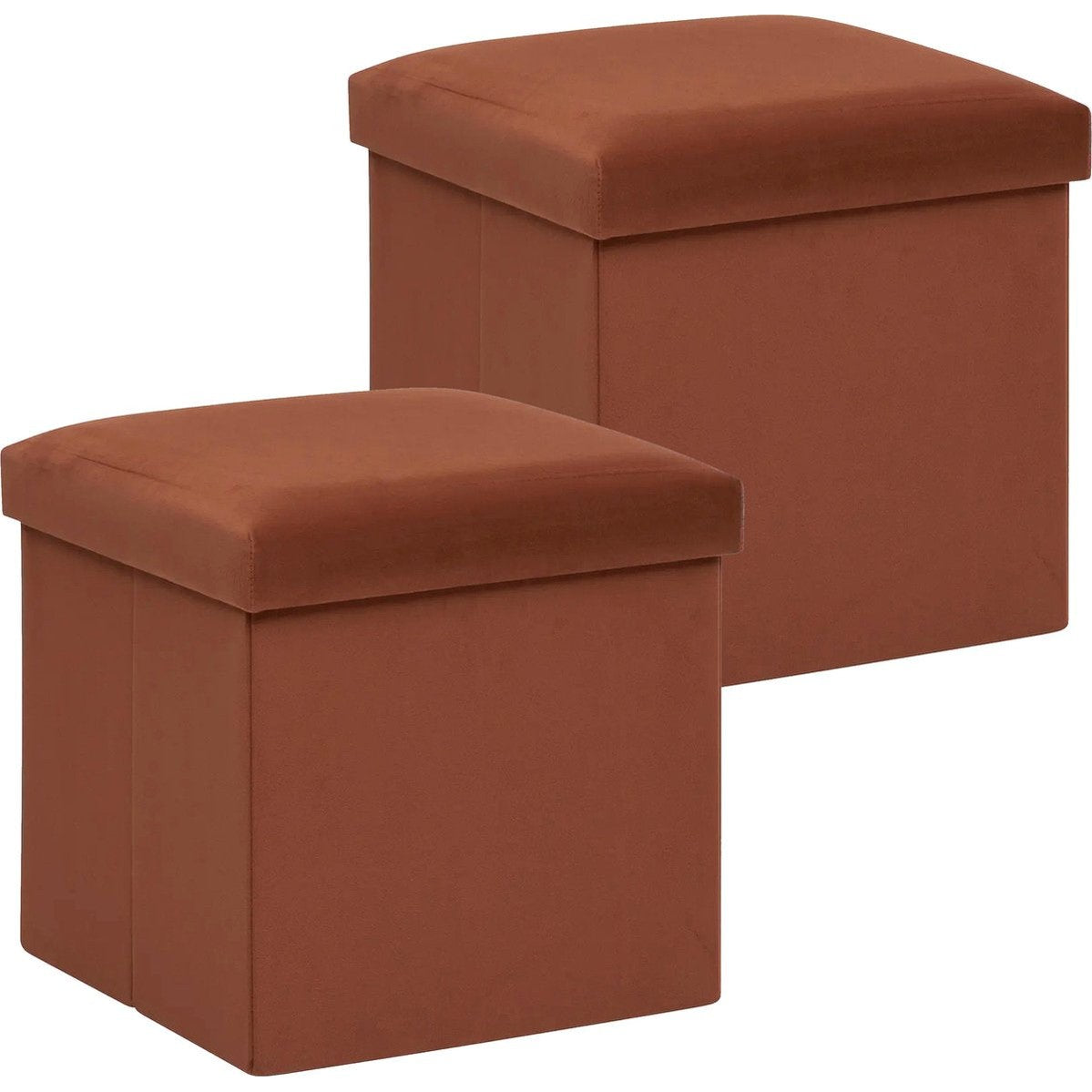 Atmosphera poefs Amber, set van 2, roestbruin fluweel, 38 cm