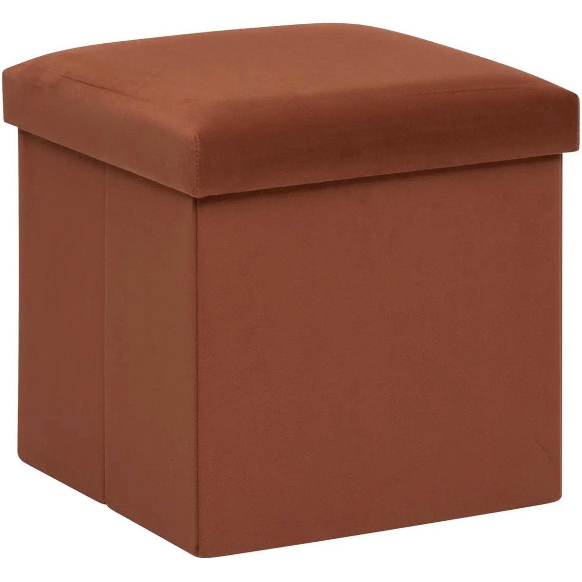 Atmosphera poef Amber opvouwbaar, roestbruin fluweel, Ø 38 cm