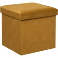 Atmosphera opvouwbare poef Amber fluweel okergeel, 38 cm