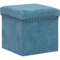 Atmosphera poef Arabic opvouwbaar, blauw fluweel, Ø 38 x H 38 cm