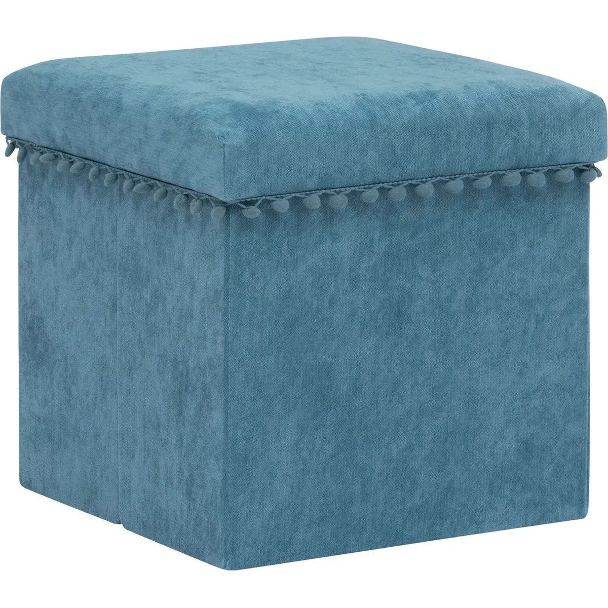 Atmosphera poef Arabic opvouwbaar, blauw fluweel, Ø 38 x H 38 cm