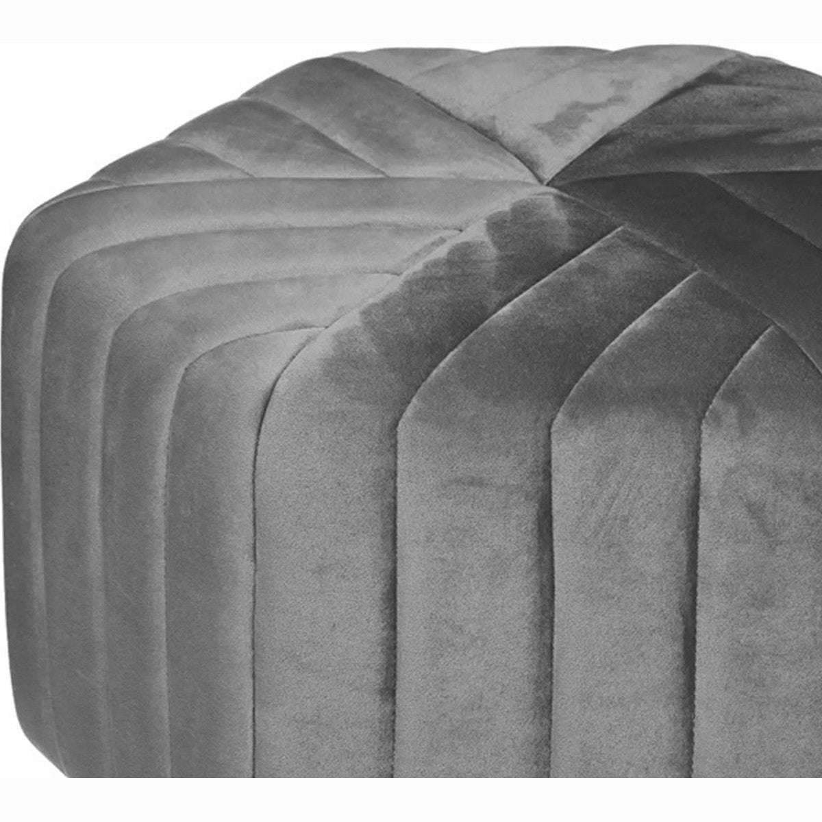 Atmosphera poef Diamond, soft fluweel grijs, Ø 52 cm