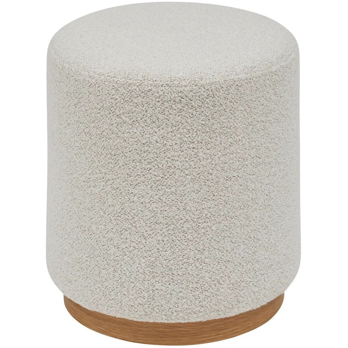 Atmosphera Nesky poef van bouclé en hout, wit, 41 x 45 cm