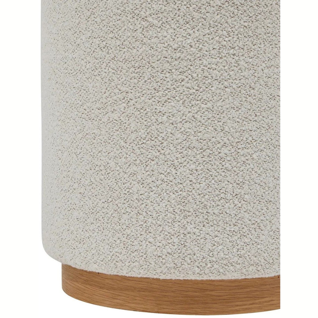 Atmosphera Nesky poef van bouclé en hout, wit, 41 x 45 cm (3)