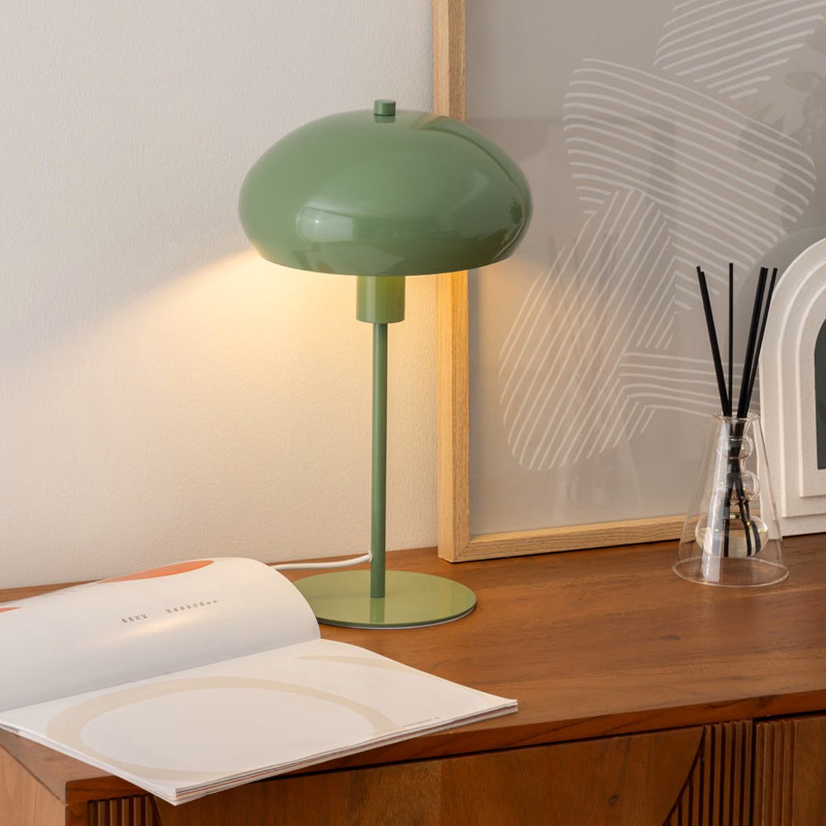 Atmosphera Savio paddenstoellamp, groen, Ø 22 x 38 cm (2)