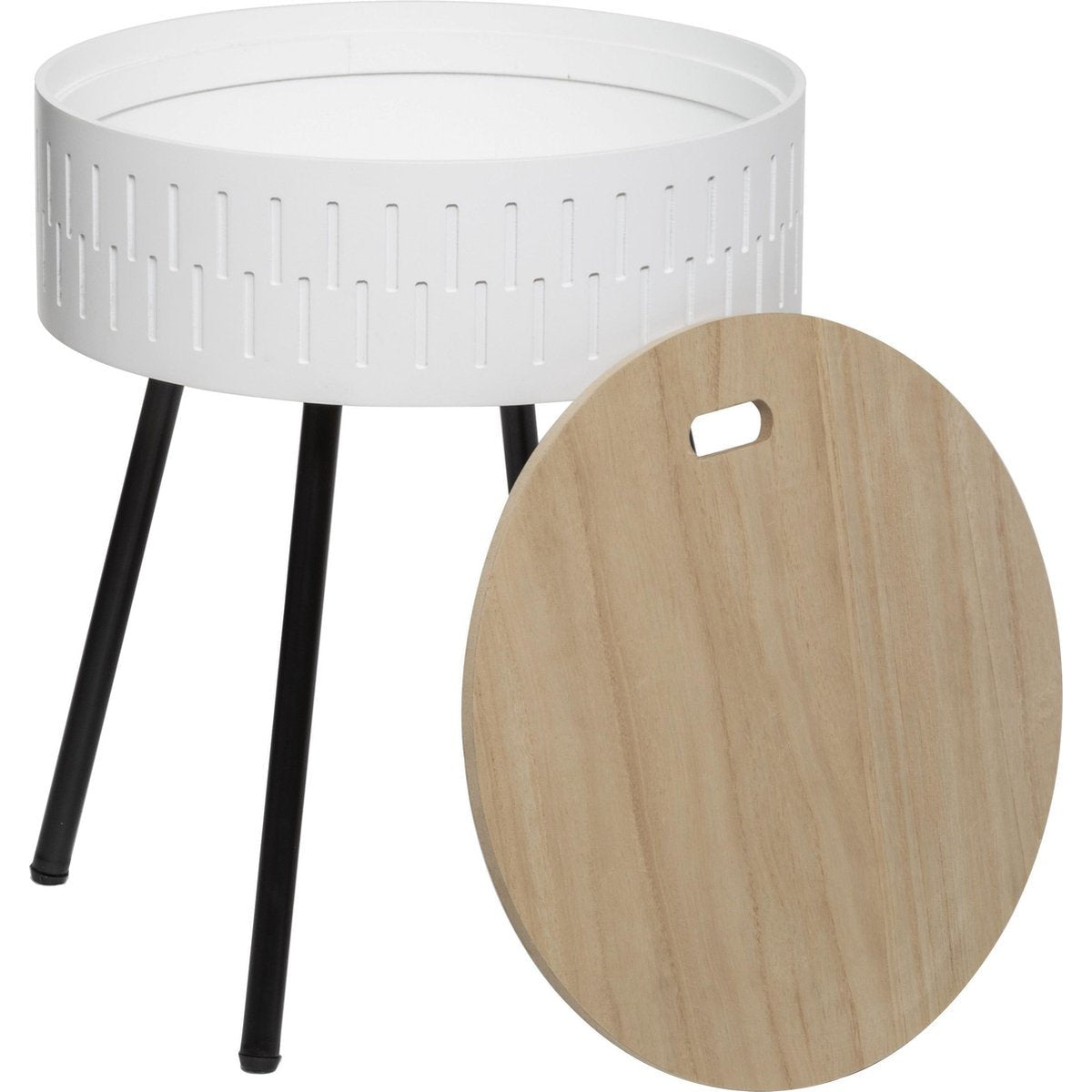 Atmosphera Scandinavische bijzettafel wit met opbergruimte