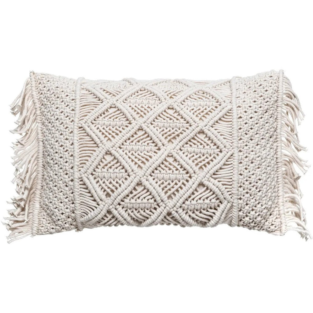 Atmosphera macramé sierkussens Ibiza ivoor, set van 2, 30 x 50 cm (2)