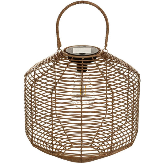 Atmosphera Solar tuin lantaarn - naturel - rotan kunststof - 30 x 30 cm - buiten - Led licht